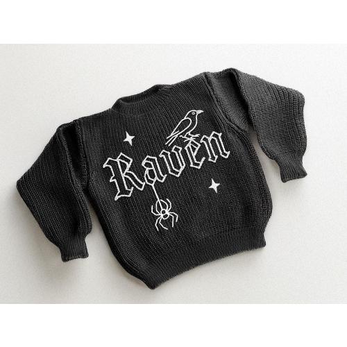 Personalized Baby Goth Sweater: Hand-Embroidered Gothic Newborn Gift