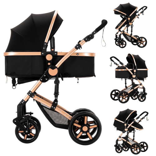 2 in 1 Convertible Baby Stroller with Foldable Lightweight Carriage Reversible Removable Bassinet Pram,Adjustable Canopy,Travel Stroller for 0-36 Months,26 Pounds,Unisex