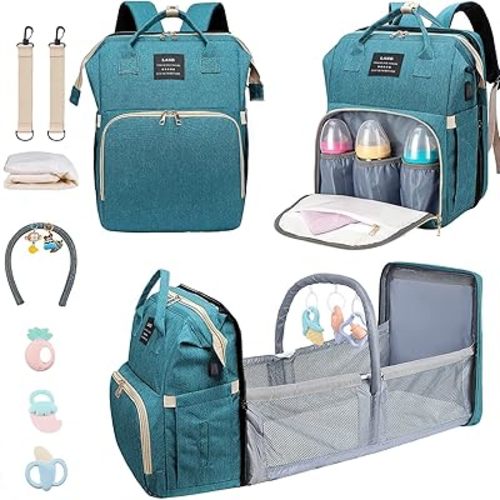 Baby Diaper Bag with Changing Station,Diaper Bag Backpack,Girl Boy Diaper Bag,Large Capacity,900d Excellent Oxford(Ungrade-Green)
