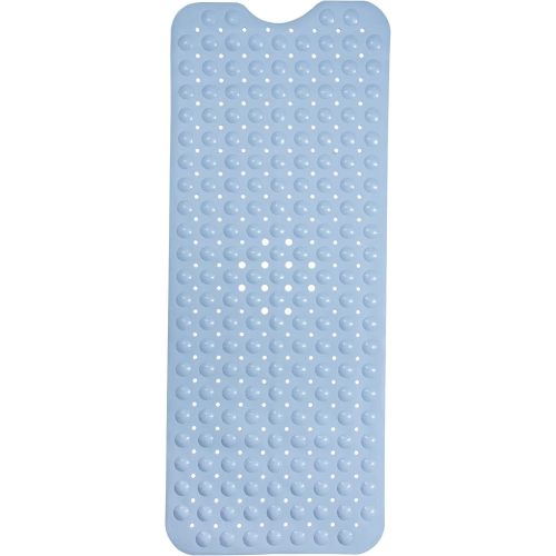ENKOSI Non-Slip Bath Mat - Extra Long 40 x 16 Inch Large Anti-Slip Tub & Shower Mat with Suction Cups and Drain Holes for Bathroom Bathtub Safety and Decor (40x16 Aqua Blue)
