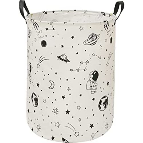 19.7 Inch Round Astronaut Pattern Laundry Clothes Hamper Laundry Basket with Handles,Storage Organizer Bins Laundry Gift Basket for Room, Bedroom Decor