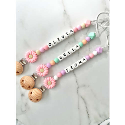 Personalised Dummy Chain - Pink Daisy