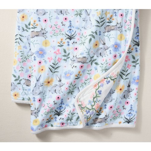 Rifle Paper Co. Bunny Floral Oversized Muslin Baby Blanket