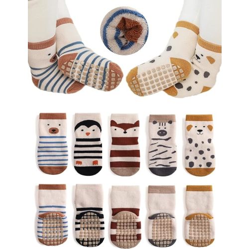 Baby Non-skid Grip Socks Toddler Socks Warm Thick Anti Skid Slipper Crew Socks for Girls Boys Newborn Infant