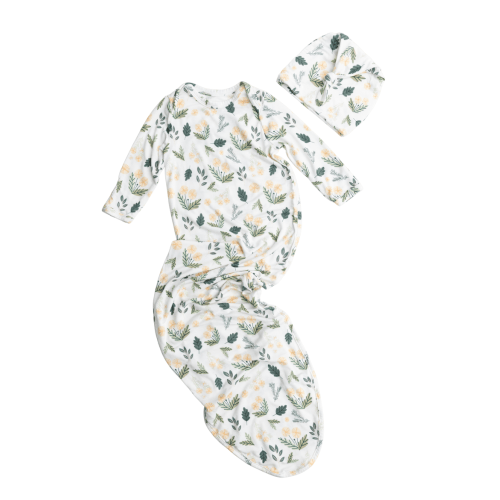 Knotted Baby Gown and Hat