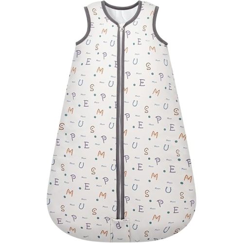 Mosebears Sleep Sack Baby Winter Wearable Blanket with 2-Way Zipper,2.5 TOG Cotton Sleep Sack Unisex (Alphabet, 12-18 Months)