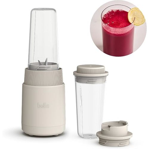 bella 6 Pcs Portable Rocket Blender, Juicer & Smoothie Maker, Press & Twist Design, EverGood™ & BPA Free Dishwasher Safe Parts, 4 Tip Stainless Steel Blade, Cord Wrap, 240 Watt Motor, Oatmilk