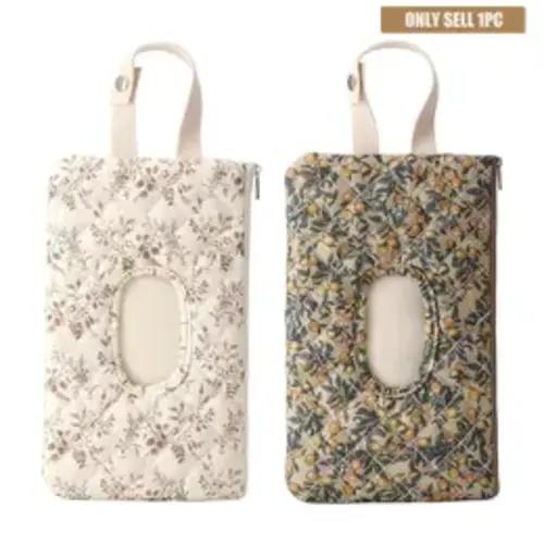 1 Piece Floral-Print Hanging Wet Wipe Pouch with Hanging Handle, Portable Tissue Dispenser Bag with Zipper and Oval Opening for Baby Strollers, Travel, Daily Outings, and Outdoor Use Wet Wipes Bag - TikTok Shop