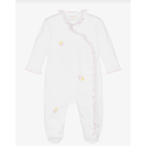 Kissy Kissy - Girls White Pima Cotton Lemon Blossoms Babygrow | Childrensalon