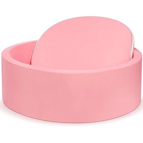 Foam Baby Ball Pit 35.4"x 11.8" for Toddlers, Soft Round Kiddie Playpen Ball Pool for Kids with Soft Memory Sponge for Babies Indoor Game(Balls not Included) Light Pink 35.4IN