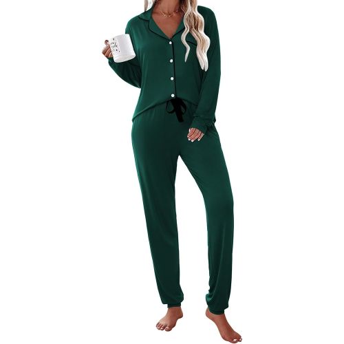 Ekouaer Pajamas Set Long Sleeve Sleepwear Womens Button Down Nightwear Soft Pj Loungewear Sets with Pockets