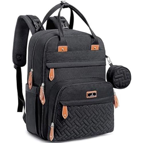 BabbleRoo Diaper Bag Backpack - Tote - Multi function Waterproof Diaper Bag, Travel Essentials Baby Bag with Changing Pad, Stroller Straps & Pacifier Case - Unisex, Black