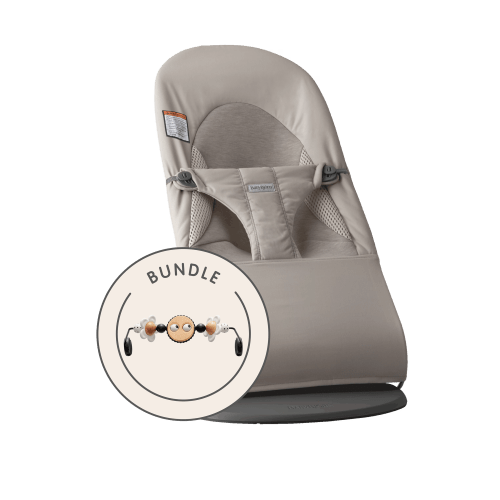 Bouncer Bundle with Toy: Sand gray - Woven/Jersey, Tri-Fabric