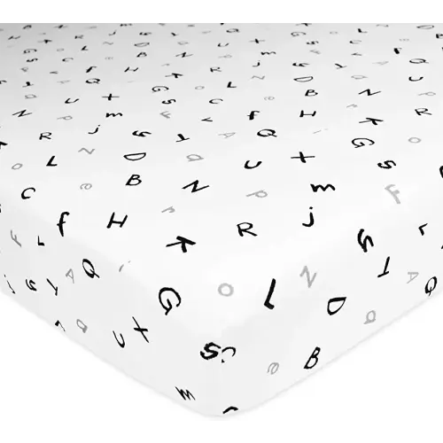 American Baby Company 100% Natural Cotton Fitted Crib Sheet 52" x 28" - Soft, Breathable, Hypoallergenic & Gentle Toddler Bed Sheet, Alphabet, Neutral for Boys & Girls