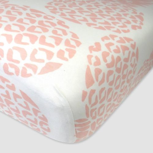 Honest Baby Organic Cotton Fitted Crib Sheet - Pink Pineapple: Tropical Pattern, 100% Jersey Cotton, 52"x28"