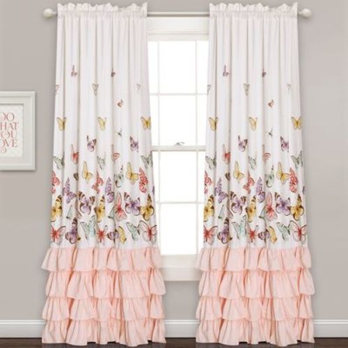 2pc Flutter Butterfly Window Curtain Set Pink - Lush Décor