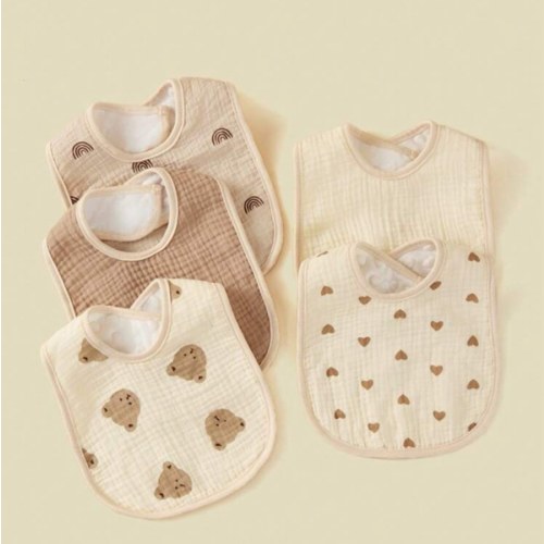 5pcs/Set Cotton U-Shape Bibs For Babies, Anti-Saliva Burp Cloths