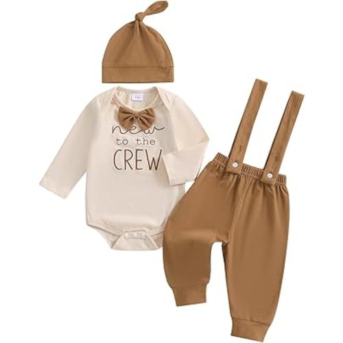 Twopumpkin Newborn Baby Boy Girl Clothes Outfits Short Sleeve Romper Bodysuit Cotton Pants and Hat Coming Home Outfit