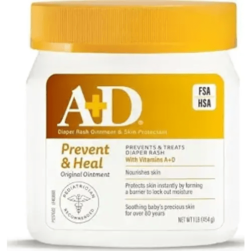 A+D Original Diaper Rash Ointment Prevents & Treats Diaper Rash, Moisturizing Skin Protectant with Vitamins A & D, Healing Skin Ointment for Dry and Cracked Skin 16 oz