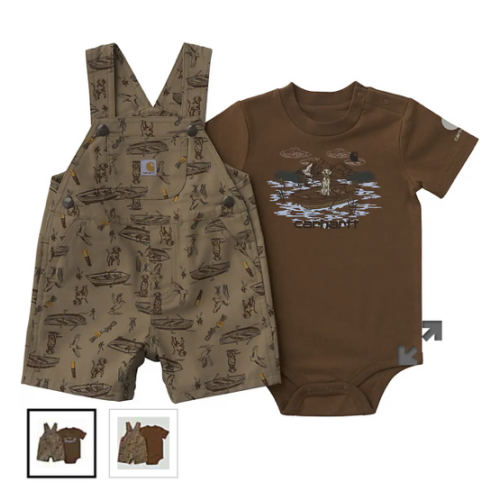 Boys' 2-Piece Short Sleeve Bodysuit & Canvas Printed Shortall Set (Baby) | Carhartt