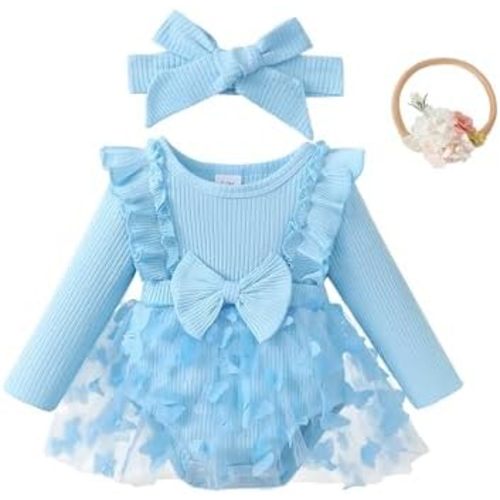 Renotemy Preemie Newborn Baby Girl Lace Romper Infant Fall Winter Flower Tulle Dress Party Gifts Newborn Photography Outfits