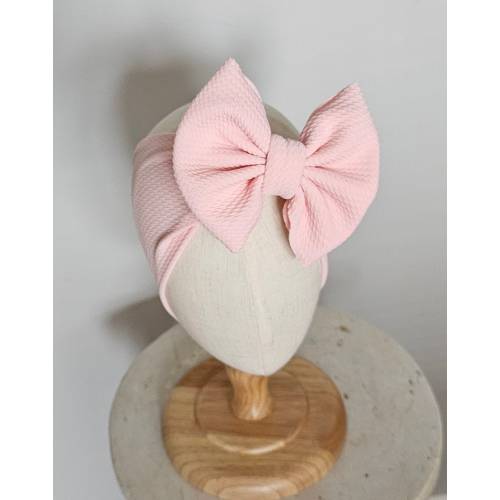 Light Pink Knit Hair Bow - Headwrap - Clip - Pigtail Bows - Headband - Boho - Pastel Pink - Piggies