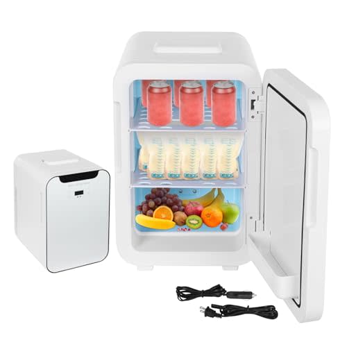 20L Mini Fridge with Temperature Control - 10.71×13.58×16.61inch White Portable Thermoelectric Cooler and Warmer Single Door Mini Fridge for Bedroom, Office, Car, Dorm, AC 110/120V