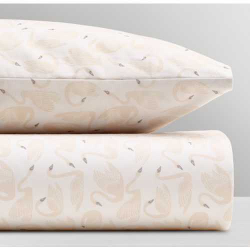 Swan Print Organic Cotton Crib Sheet | RH Baby & Child