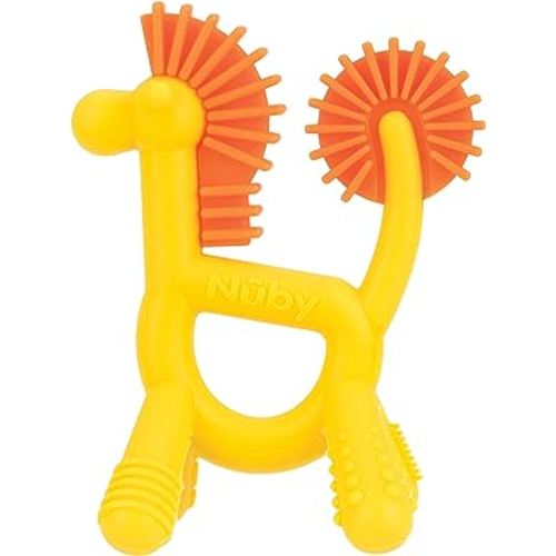 Nuby Silicone Geo Zoos Teether - Giraffe Teething Toy for Babies 3+ Months - Soothes and Massages Sore Gums
