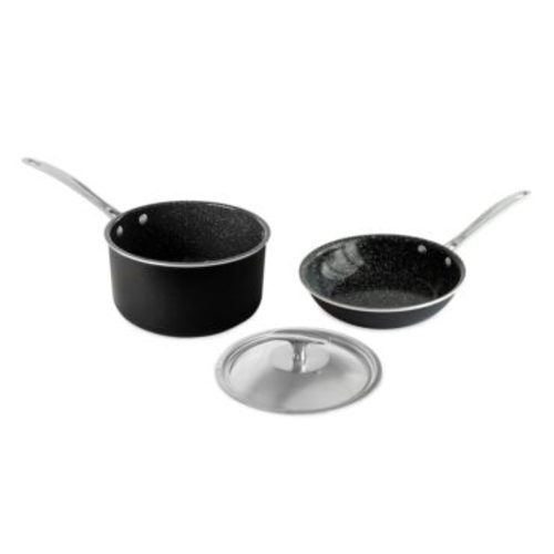 Basalt 3 Piece 8" Sauté Skillet and 3QT Sauce Pan with Lid | Ceramic Coated Cookware | Nordic Ware
