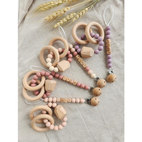 Customized Baby Shower Gift|Persoanlized Newborn Pacifier Clip|Pastel Babygirl Binky Holder|Wooden Babyboy Dummy Chain