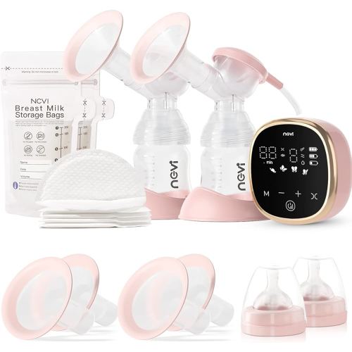 NCVI Electric Breast Pump 8782, Portable Hospital-Grade Double Pump with 4 Modes & 9 Levels, Anti-Backflow, Rechargeable Quiet Breastfeeding Pump for Efficient Comfortable Use at Home, Work or Travel