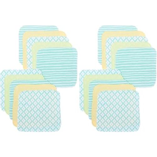 Spasilk Washcloth Wipes Set for Newborn Boys and Girls, Soft Terry Washcloth Set, Pack of 20, Green Diamonds