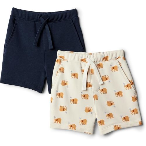 Amazon Essentials x Sofia Grainge Toddlers and Baby Boys' Pull-On Knit French Terry Shorts, Pack of 2