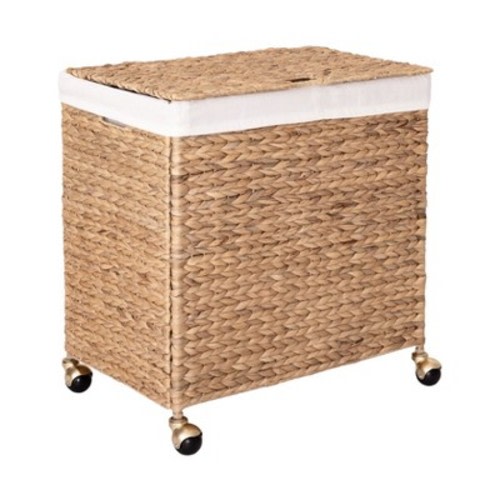 Seville Classics Natural Water Hyacinth  Modern Rectangle Laundry Room Hamper