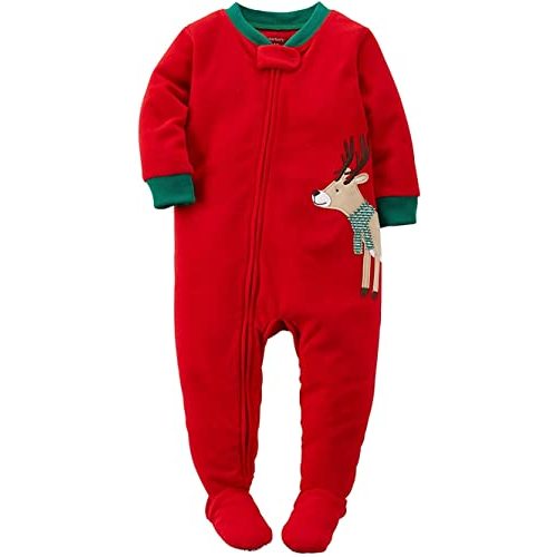 Carter's Little Boys' 1-Piece Fleece Christmas PJs (4, Red Reindeer)