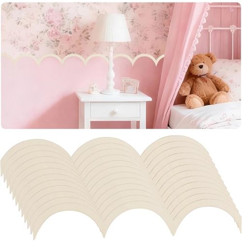 Wavy Wood Trim - 30 Pack Unfinished Wave Wood Decorative Trim Edge Molding, Wavy Design, 15.75 x 2.76 in, DIY Scalloped Wooden Molding for Home Wall, Dollhouse, Shelf and Window Decor