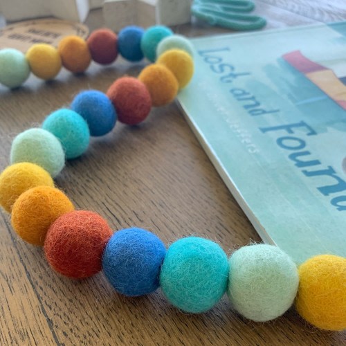Sea Blue & Mustard Felt Ball Garland| Felt ball Nursery Decor| Unisex Nursery Decor| Boho Nursery Decor