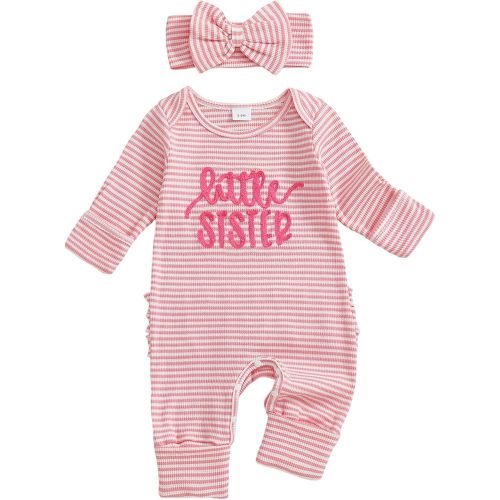 Little Sister Newborn Outfit Baby Girl Coming Home Onesie Long Sleeve Romper Jumpsuit Fall Outfits Winter Clothes