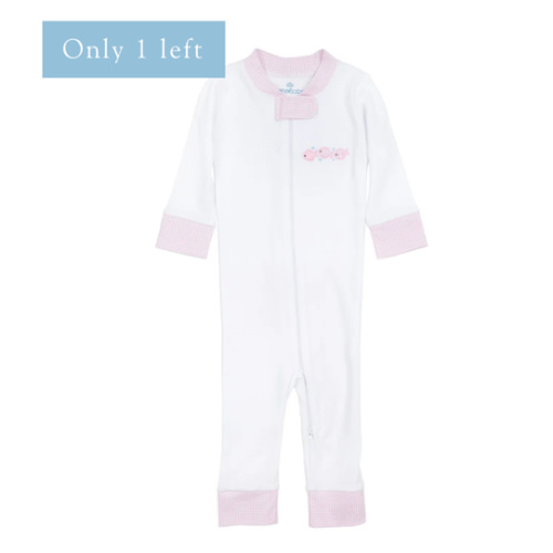 Baby Fish Applique Zip Pajamas - Pink