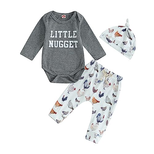 Twopumpkin Infant Baby Boy Farm Letter Bodysuit Romper and Long Pants Newborn Coming Home Outfit Cute Clothes Sets with Hat