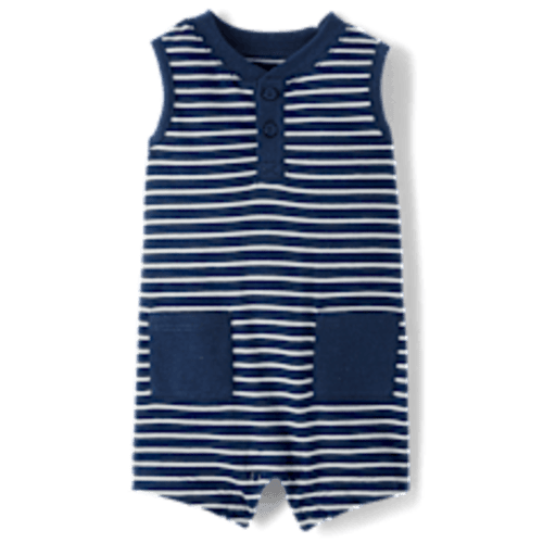 Baby Boys Sleeveless Striped Romper - BLUE | The Children's Place