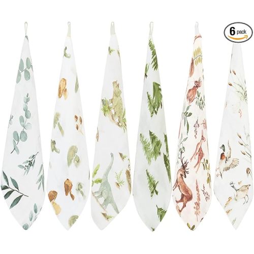 LifeTree 6 Pack Baby Muslin Washcloths for Unisex, 70% Viscose from Bamboo and 30% Cotton Wash Cloth Set for Baby Face Body, Soft for Newborn Infants Kids Girls and Boys