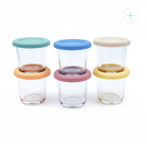 4oz Glass Baby Food Storage Jars | Food Grade Silicone Lids | Set of 6 | Neutral Colors