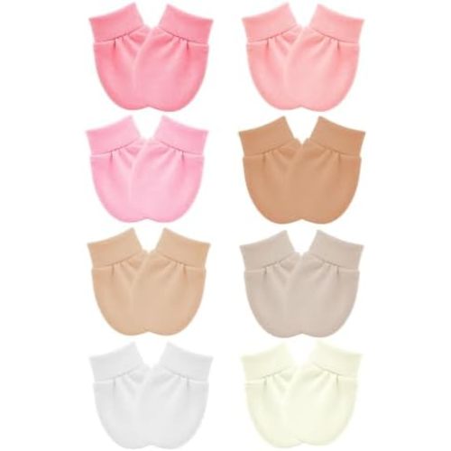 8 Pairs Newborn Baby Mittens No Scratch Infant Baby Toddler Cotton Gloves Newborn for 0-6 Months Baby Boys Girls
