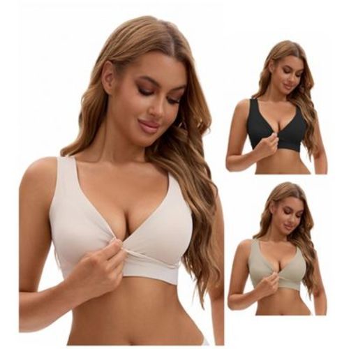 INSPIRE CHIC Nursing Bra for Women's Crossover Push Up Wirefree Sleep Breastfeeding Maternity Bralette 3 Packs
