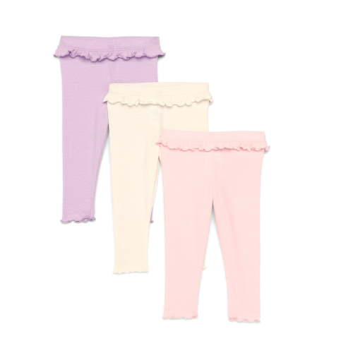 Garanimals Baby Girls Flutter Detail Pointelle Leggings, 3-Pack, Sizes 0M-24M
