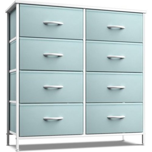 Kids Dresser with 8 Drawers - Storage Unit Organizer Chest for Clothes - Bedroom, Kids Room, Nursery, & Closet (Aqua, 31.5 x 12 x 32-8 Drawer)
