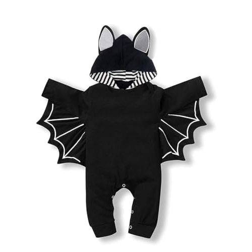Rutoe My First Halloween Outfit Newborn Baby Boy Clothes Cosplay Infant Bat Costume Hoodie Romper 0-12 Months