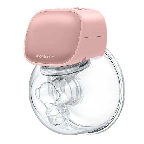 Momcozy Wearable Breast Pump - Hands-Free Breast Pump with 2 Mode & 5 Levels, Portable Electric Wearable Breast Pump, Painless Breastfeeding Breastpump Can Be Worn in-Bra, 24mm Pink